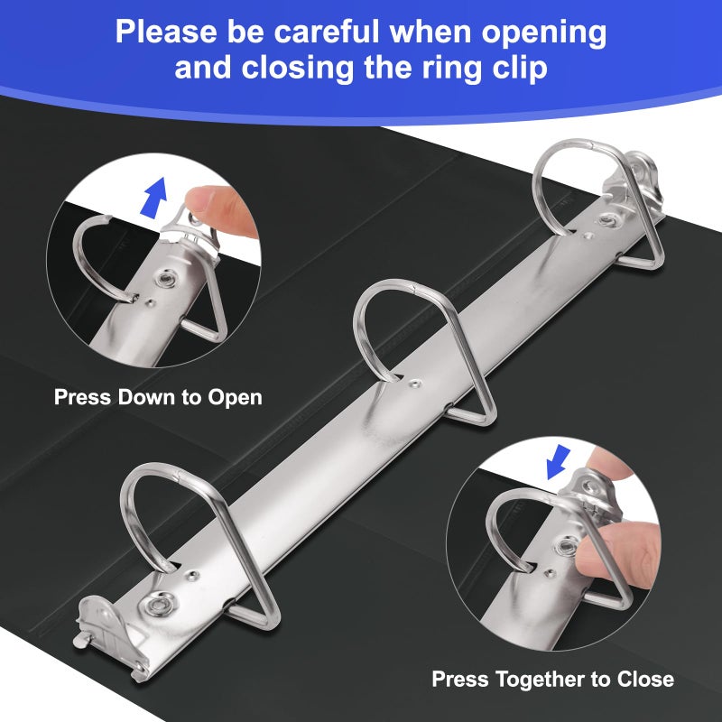 Comix D-Ring Basic View Binder 1 inch 3 Ring Binders, 2.4mm-Thick, Hold 225 Sheets of 8.5" x 11" Paper, 12 Pack (Black) - Image 3